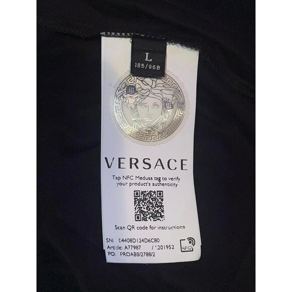 Versace Crystal Medusa Black Shirt Large Taylor Fit - Picture 8 of 8